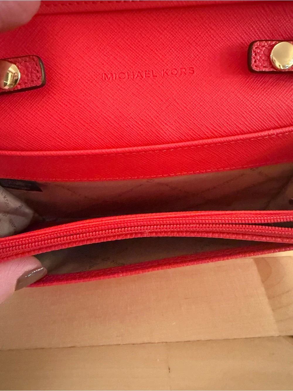 Michael Kors Red Pebbled Leather Crossbody